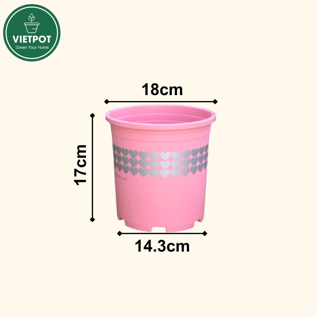  Chậu nhựa trồng cây VIETPOT, màu hồng tim, trồng kiểng lá, hoa hồng, trang trí ban công, sân vườn. 
