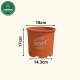  Chậu nhựa trồng cây VIETPOT, màu cam, hoa văn Sweet Home, trồng hoa kiểng lá, để nhà, sân vườn. 