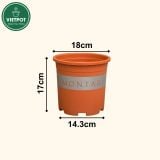  Chậu nhựa trồng cây VIETPOT, màu cam đất MONTARIO, trồng hoa kiểng, hoa hồng, ban công, vườn 
