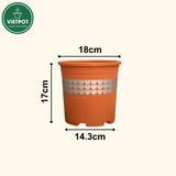  Chậu nhựa trồng cây VIETPOT, màu Cam Tim, trồng hoa kiểng, hoa hồng, để bàn, ban công, sân vườn. 