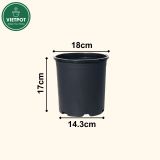  Chậu nhựa trồng cây VIETPOT, màu đen trơn, trồng hoa kiểng, trang trí ban công, sân vườn, sân thượng 
