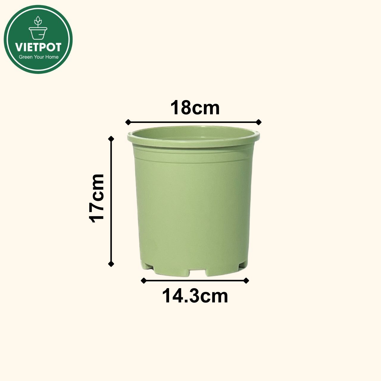  Chậu nhựa trồng cây VIETPOT, xanh Mint Trơn, trồng kiểng lá hoa hồng, để bàn, ban công sân vườn. 
