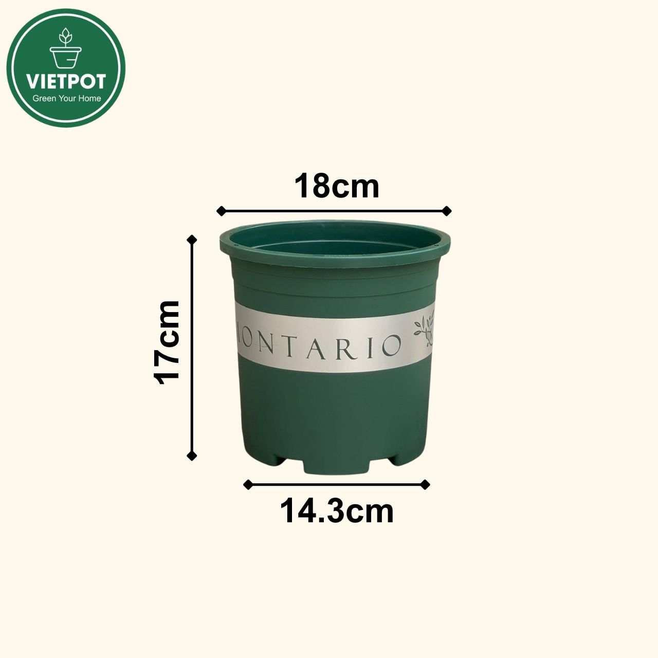  Chậu nhựa trồng cây VIETPOT, màu xanh MONTARIO, để ban công, sân vườn, trồng các loại cây hoa. 