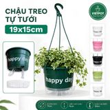  Chậu nhựa treo tự tưới Happy Day, VIETPOT, size 19x15cm, hiện đại, decor ban công, sân vườn, nhà cửa 