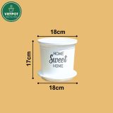  Chậu nhựa trồng cây VIETPOT, màu trắng, hoa văn Sweet Home, trồng hoa kiểng lá, để nhà, sân vườn. 