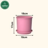  Chậu nhựa trồng cây VIETPOT, màu hồng trơn, trồng kiểng lá, hoa hồng, trang trí ban công, sân vườn. 