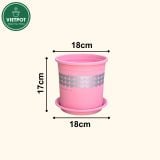  Chậu nhựa trồng cây VIETPOT, màu hồng tim, trồng kiểng lá, hoa hồng, trang trí ban công, sân vườn. 