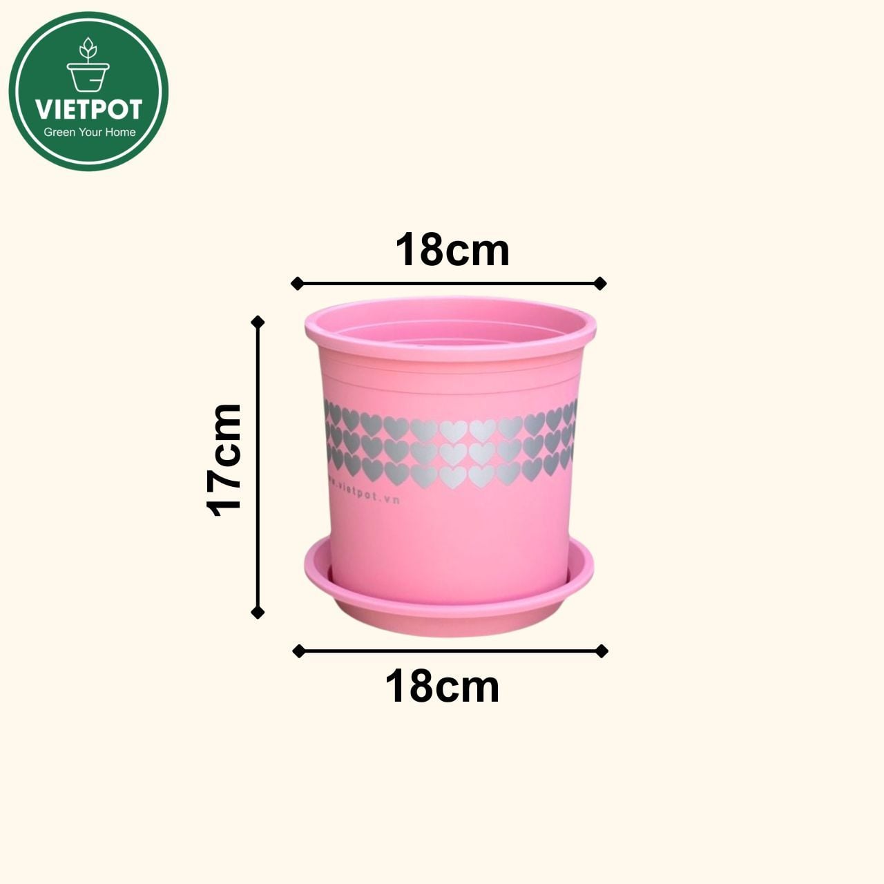  Chậu nhựa trồng cây VIETPOT, màu hồng tim, trồng kiểng lá, hoa hồng, trang trí ban công, sân vườn. 