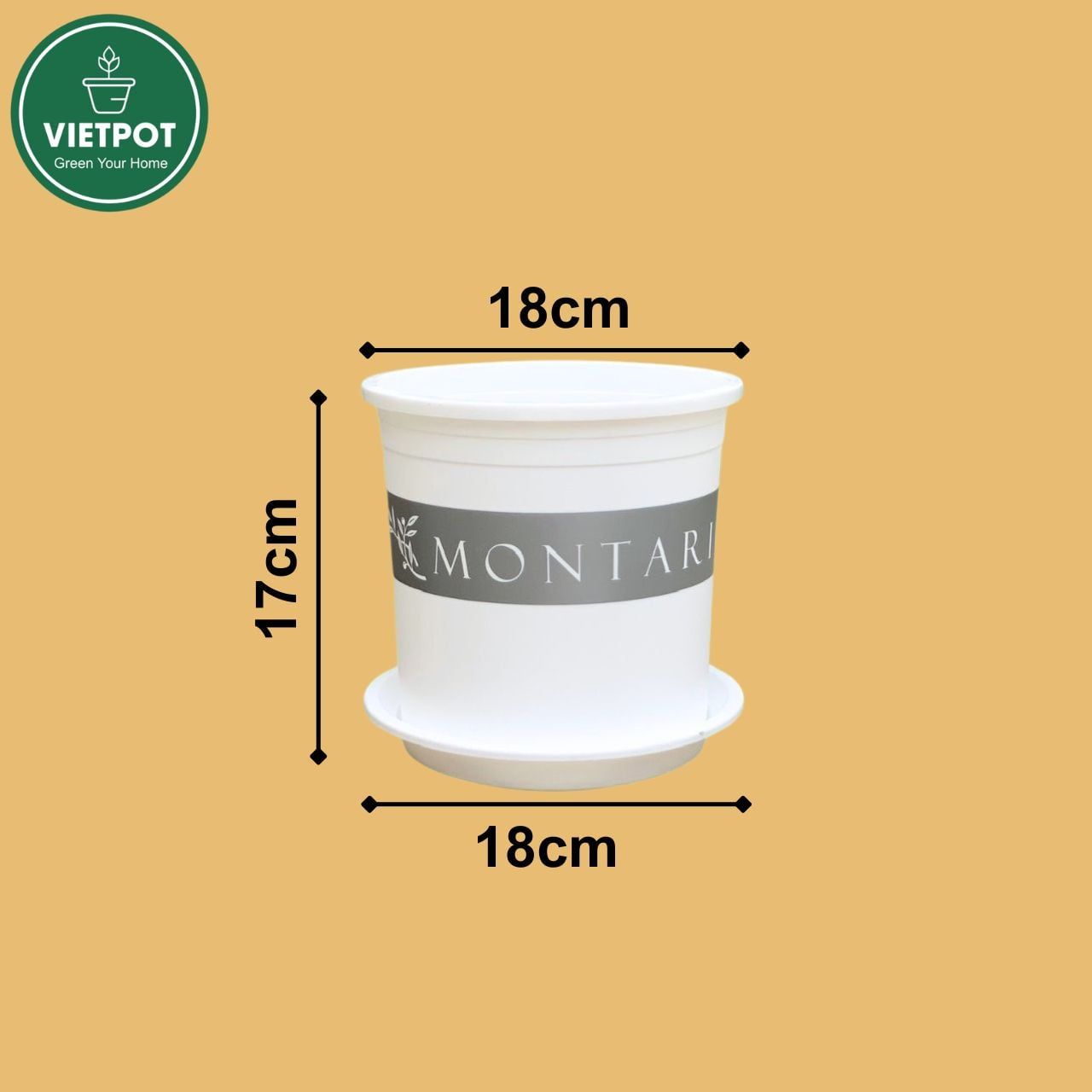  Chậu Nhựa Trồng Cây VIETPOT, màu trắng MONTARIO, kiểng lá, hoa hồng, để bàn, ban công,sân vườn 