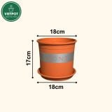  Chậu nhựa trồng cây VIETPOT, màu cam đất MONTARIO, trồng hoa kiểng, hoa hồng, ban công, vườn 