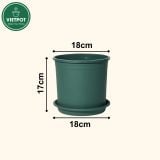  Chậu nhựa trồng cây VIETPOT, màu xanh trơn, trồng hoa kiểng, hoa hồng, để bàn, ban công, sân vườn 