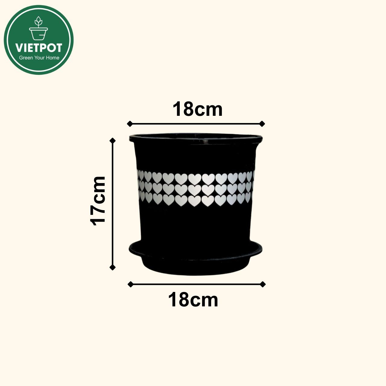  Chậu nhựa trồng cây VIETPOT, màu Đen Tim, trồng hoa kiểng, trang trí ban công, sân vườn, sân thượng 