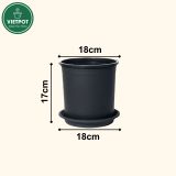  Chậu nhựa trồng cây VIETPOT, màu đen trơn, trồng hoa kiểng, trang trí ban công, sân vườn, sân thượng 