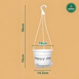 Chậu nhựa treo tự tưới Happy Day, VIETPOT, size 19x15cm, hiện đại, decor ban công, sân vườn, nhà cửa 