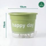  Chậu tự tưới Happy Day, VIETPOT, size 19x15cm, thông minh, trang trí nhà cửa, ban công, sân vườn. 