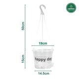  Chậu nhựa treo tự tưới Happy Day, VIETPOT, size 19x15cm, hiện đại, decor ban công, sân vườn, nhà cửa 