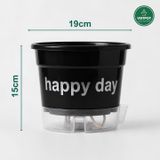  Chậu tự tưới Happy Day, VIETPOT, size 19x15cm, thông minh, trang trí nhà cửa, ban công, sân vườn. 
