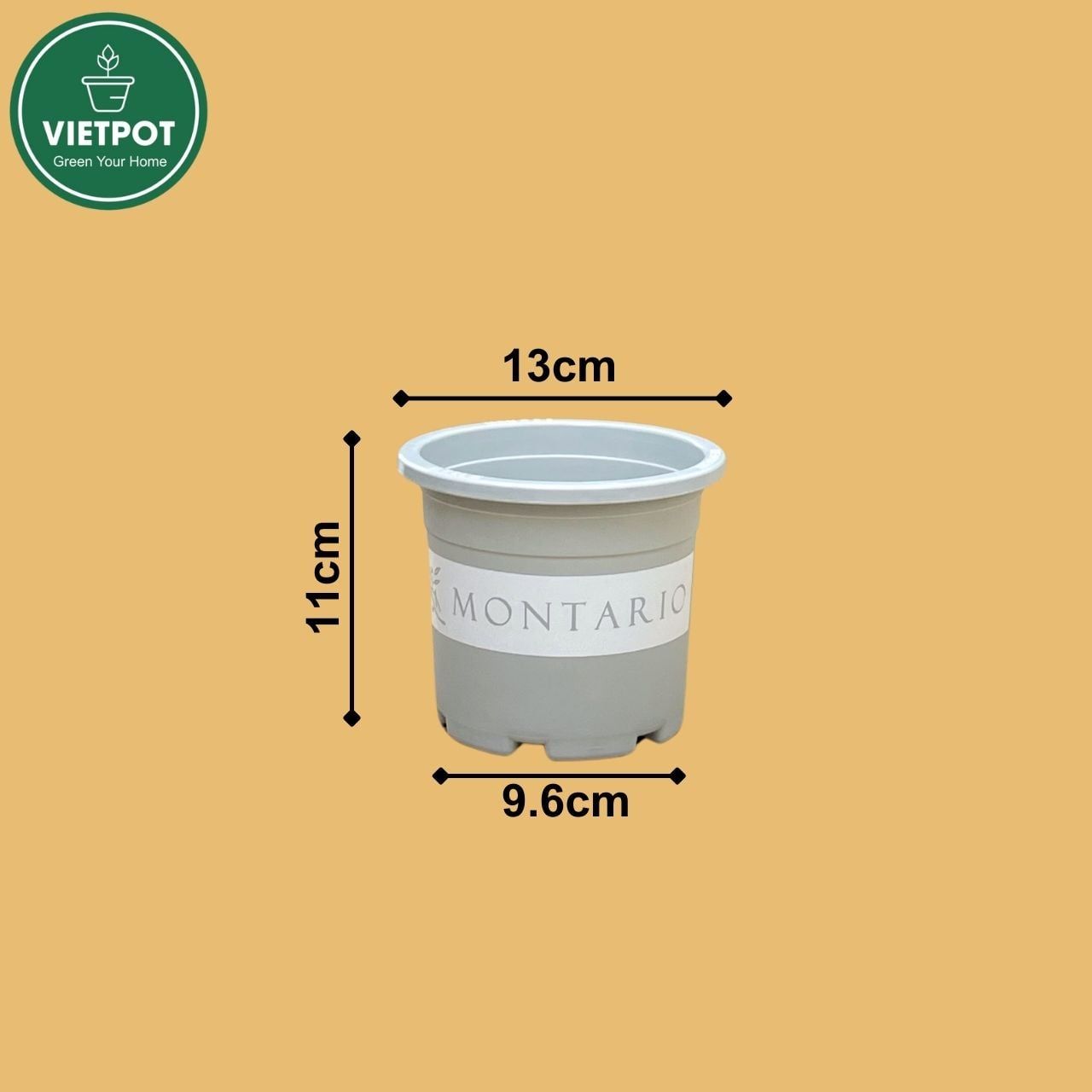  Chậu nhựa trồng cây VIETPOT, size nhỏ 13x11cm, MONTARIO, trồng kiểng lá hoa, để bàn, sân vườn 