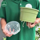  Chậu treo tự tưới Trơn, size 19x15cm, VIETPOT, cho cây kiểng, hiện đại, decor ban công, sân vườn. 