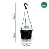  Chậu treo tự tưới Trơn, size 19x15cm, VIETPOT, cho cây kiểng, hiện đại, decor ban công, sân vườn. 