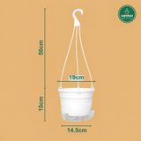  Chậu treo tự tưới Trơn, size 19x15cm, VIETPOT, cho cây kiểng, hiện đại, decor ban công, sân vườn. 