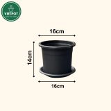  Chậu nhựa trồng cây VIETPOT, size 16x14, Trơn, kiểng lá, hoa hồng, để bàn, trang trí sân vườn. 
