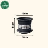  Chậu nhựa trồng cây VIETPOT, size 16x14, hoa văn tim, trồng kiểng lá, hoa hồng, để bàn, vườn. 