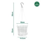  Chậu treo tự tưới Trơn, size 19x15cm, VIETPOT, cho cây kiểng, hiện đại, decor ban công, sân vườn. 