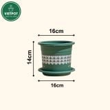  Chậu nhựa trồng cây VIETPOT, size 16x14, hoa văn tim, trồng kiểng lá, hoa hồng, để bàn, vườn. 