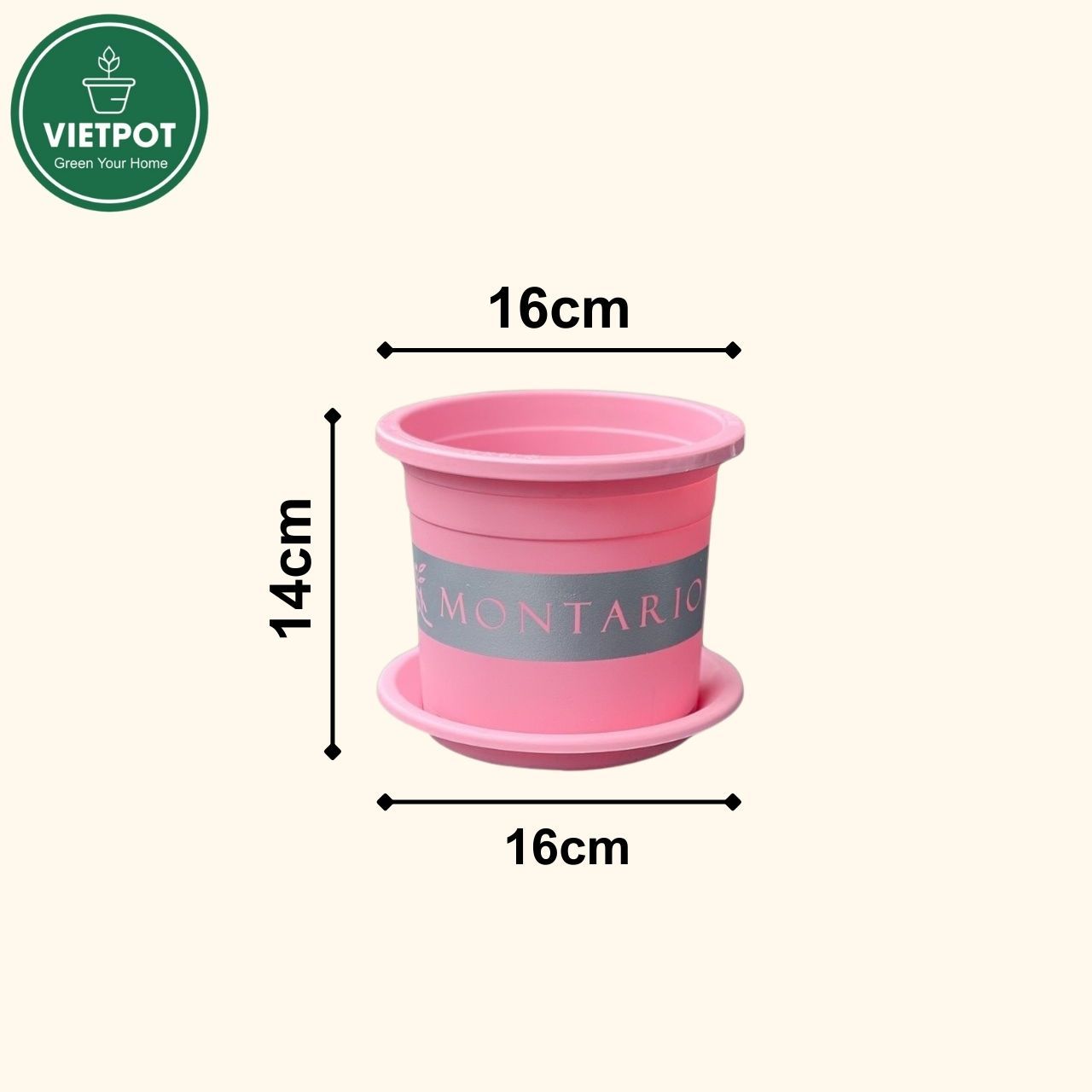  Chậu Nhựa Trồng Cây VIETPOT, size 16x14 Montario, trồng kiểng lá hoa hồng, trang trí sân vườn. 
