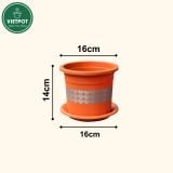  Chậu nhựa trồng cây VIETPOT, size 16x14, hoa văn tim, trồng kiểng lá, hoa hồng, để bàn, vườn. 