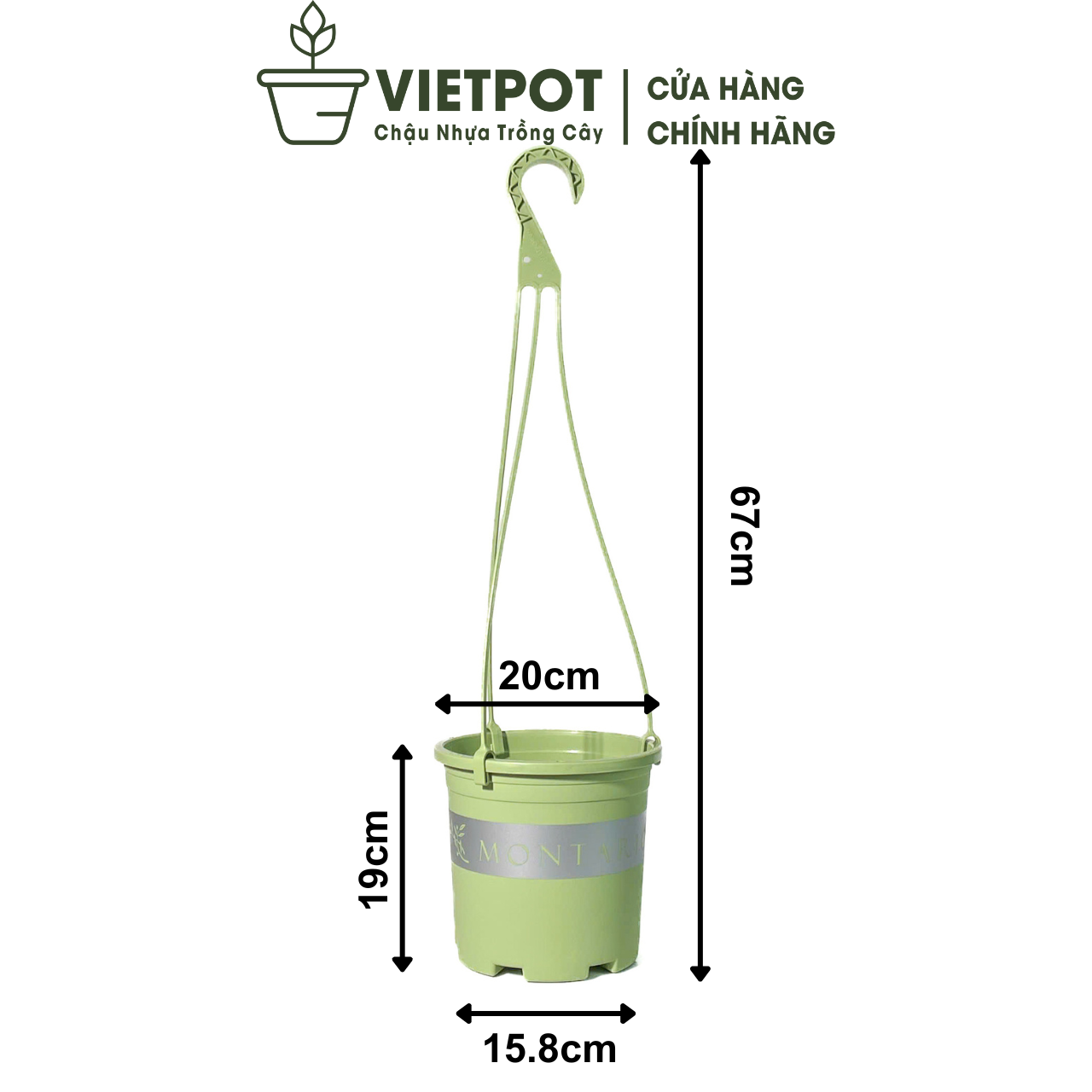  Bộ Chậu Treo VIETPOT, chậu và móc treo,hoa văn MONTARIO, tháo lắp dễ dàng, trang trí bàn, sân thượng 