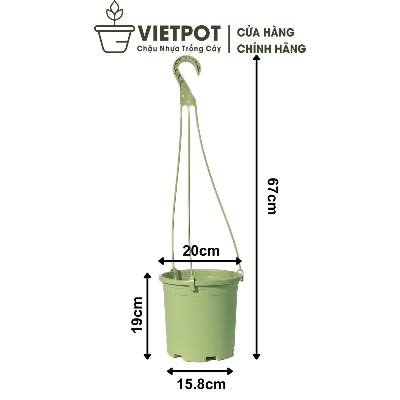  Chậu nhựa treo ban công VIETPOT, trơn, chính hãng, cây kiểng, cây hoa, trang trí sân vườn. 