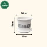  Chậu nhựa trồng cây VIETPOT, size 16x14, hoa văn tim, trồng kiểng lá, hoa hồng, để bàn, vườn. 