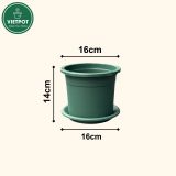  Chậu nhựa trồng cây VIETPOT, size 16x14, Trơn, kiểng lá, hoa hồng, để bàn, trang trí sân vườn. 