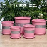 Chậu nhựa trồng cây VIETPOT, màu hồng MONTARIO, trồng hoa kiểng, hoa hồng, ban công, sân vườn 