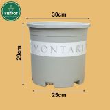  Chậu nhựa trồng cây VIETPOT, màu xám Montario, trồng hoa kiểng, trang trí ban công, sân vườn. 