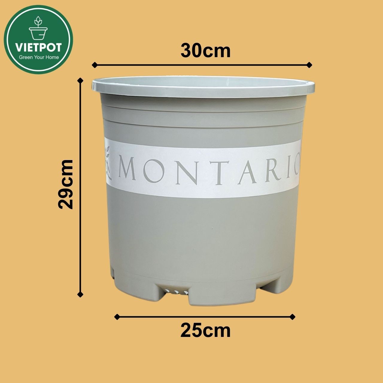  Chậu nhựa trồng cây VIETPOT, màu xám Montario, trồng hoa kiểng, trang trí ban công, sân vườn. 