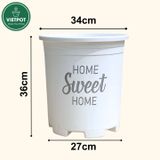  Chậu nhựa trồng cây VIETPOT, size lớn 34x36cm, 6.6gal, Sweet home, trồng hoa kiểng để sân vườn nhà. 