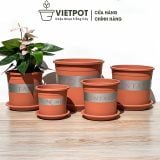  Chậu nhựa trồng cây VIETPOT, màu cam đất MONTARIO, trồng hoa kiểng, hoa hồng, ban công, vườn 