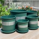  Chậu nhựa trồng cây VIETPOT, màu xanh tim, trồng kiểng lá, hoa hồng, trang trí ban công, sân vườn. 