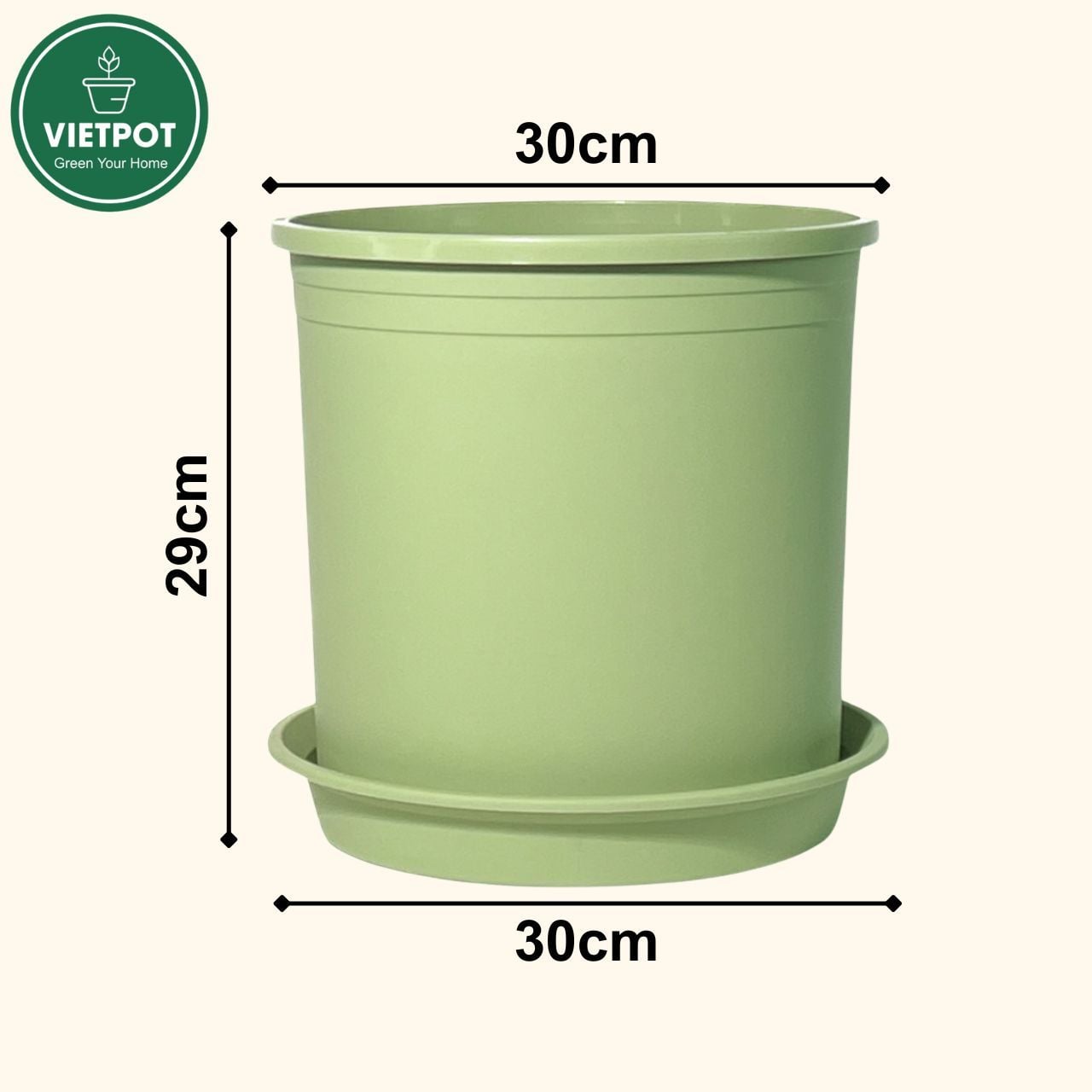  Chậu nhựa trồng cây VIETPOT, xanh Mint Trơn, trồng kiểng lá hoa hồng, để bàn, ban công sân vườn. 