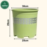  Chậu nhựa trồng cây VIETPOT, xanh Mint hoa văn tim, kiểng lá, hoa hồng, để bàn,ban công sân vườn. 