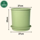  Chậu nhựa trồng cây VIETPOT, xanh Mint Trơn, trồng kiểng lá hoa hồng, để bàn, ban công sân vườn. 