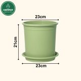  Chậu nhựa trồng cây VIETPOT, xanh Mint Trơn, trồng kiểng lá hoa hồng, để bàn, ban công sân vườn. 