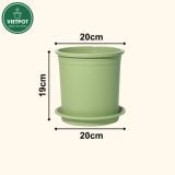  Chậu nhựa trồng cây VIETPOT, xanh Mint Trơn, trồng kiểng lá hoa hồng, để bàn, ban công sân vườn. 