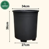  Chậu Nhựa Trồng Cây VIETPOT, size lớn 34x36cm, 6,6gallon, trơn, trang trí bàn, sân vườn, ban công. 