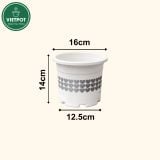  Chậu nhựa trồng cây VIETPOT, size 16x14, hoa văn tim, trồng kiểng lá, hoa hồng, để bàn, vườn. 