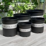  Chậu nhựa trồng cây VIETPOT, màu đen MONTARIO, trồng hoa kiểng, hoa hồng, để ban công, sân vườn. 