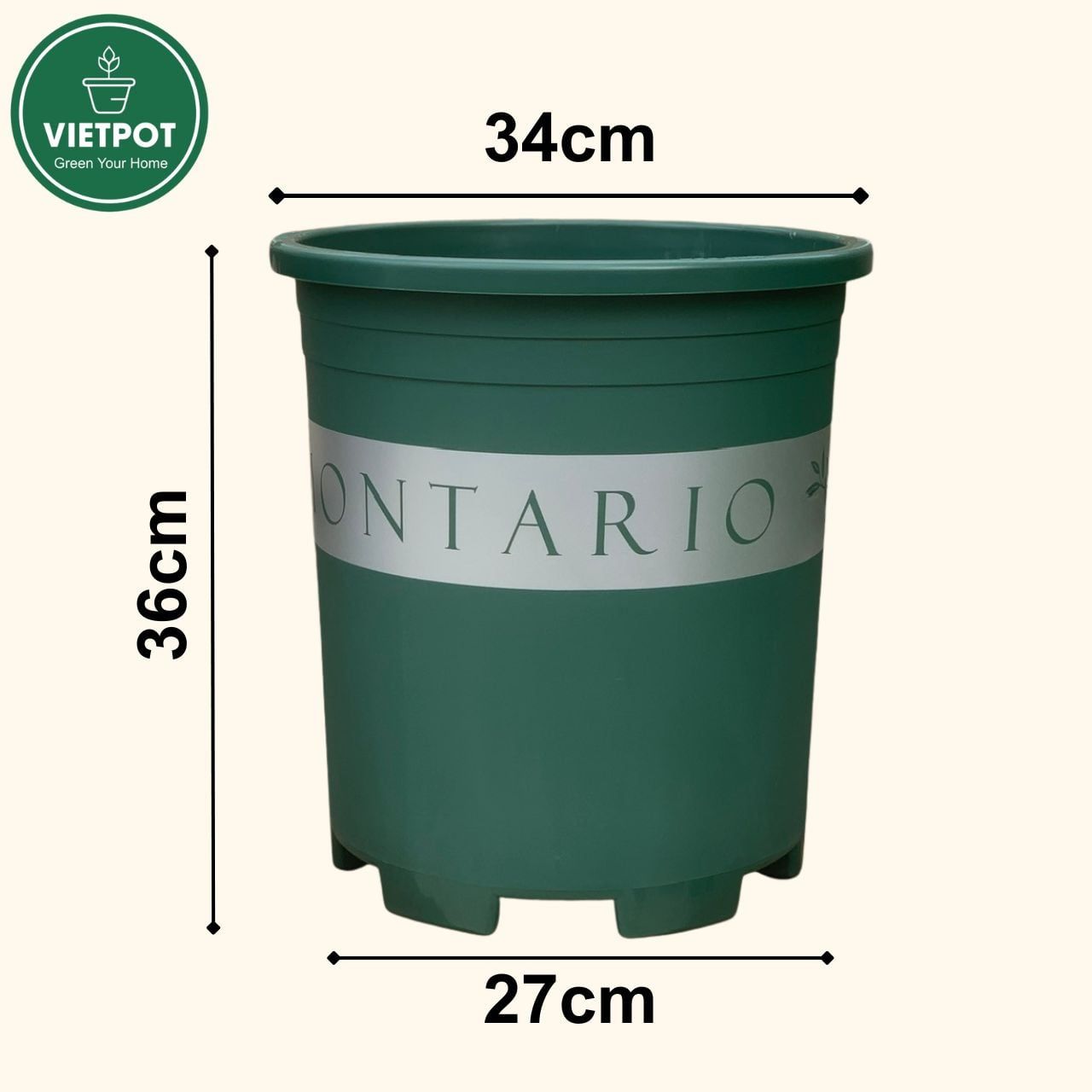  Chậu Nhựa Trồng Cây VIETPOT, size lớn 34x36cm MONTARIO, 6,6gallon, trang trí bàn, sân vườn, ban công 